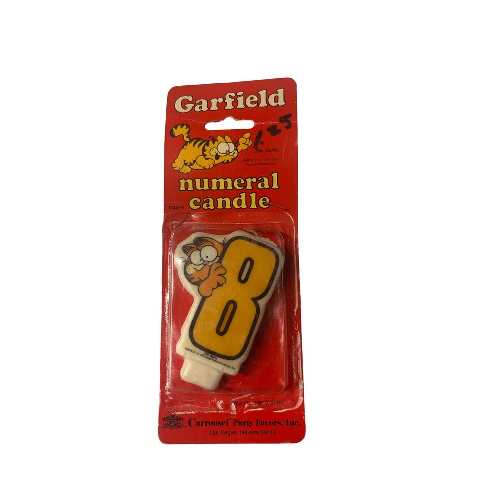 Vintage 1978 Garfield Number 8 Birthday Candle Jim Davis Carrousel Party Favors